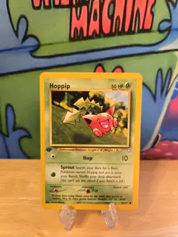 Pokemon TCG Hoppip Neo Genesis 61/111 Regular 1st Edition Common Card W Slv & Ld - Image 1