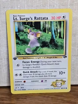 Lt. Surge's Rattata 85/132 Gym Challenge 1st Edition Pokemon Card - Image 1