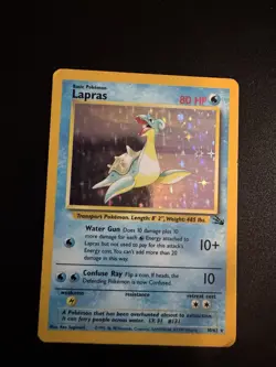 Pokemon TCG Lapras Fossil Holo Unlimited Rare Card 10/62 MP Condition - Image 1