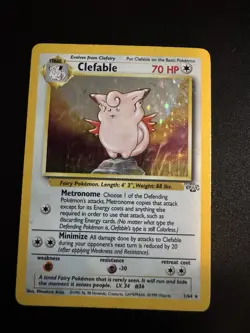 Pokemon TCG Clefable Holo Unlimited Rare Card 5/130 Base Set Mp - Image 1