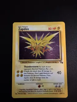 Zapdos 15/62 - Fossil Set - Rare Holo - Vintage WOTC Pokemon Card - LP - Image 1