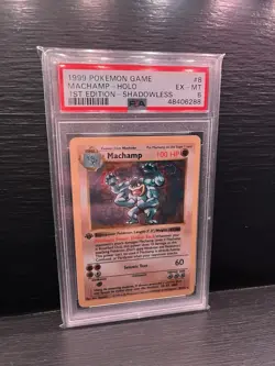 1999 POKEMON GAME MACHAMP - HOLO 1ST EDITION - SHADOWLESS Psa 6 - Image 1