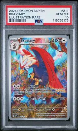 Pokemon Surging Sparks Illustration Rare Braviary 214/191 PSA 10 Gem Mint Card - Image 1