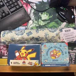 2025 Pokemon Worlds Varsity Pikachu - Playmat, Deckbox & Dice/Coin Set - Image 1