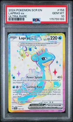 2024 Pokemon SV Stellar Crown SCR EN Lapras ex #158/142 PSA 10 - Image 1