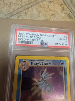 POKEMON GYM HEROES MISTY'S SEADRA 9/132 HOLO PRERELEASE PROMO PSA 8 - Image 2