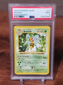 1999 Pokemon Base Set Beedrill Shadowless #17 PSA 9 - Image 1