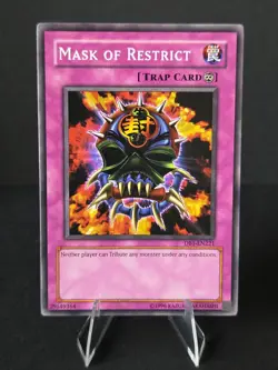 Yugioh Trap - Mask of Restrict - Unlimited - DB1-EN221 - Near Mint Vintage - Image 1