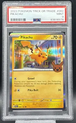 🔥 Pokemon Card PIKACHU 062/193 Trick or Trade 2023 Halloween Holo PSA 9 🔥 - Image 1