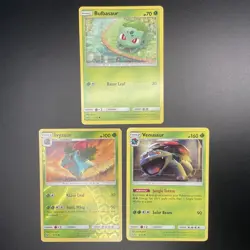 Pokemon Card Lot - Venusaur Evolution Line X3 Cards - Sun & Moon Shining Legends - Image 1
