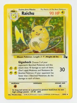Pokemon TCG Raichu 14/62 Fossil Holo Rare NM - Image 1