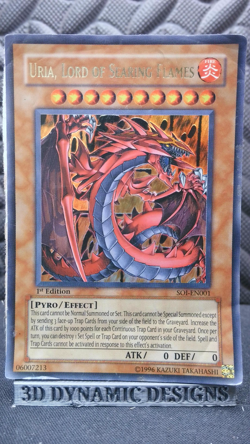 | Yugioh Uria, Lord of Searing Flames SOI-EN001 1st Edition Ultra Rare DMG 🔥 | - Image 1