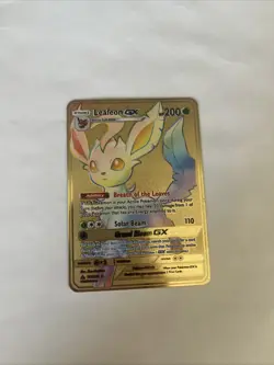 Pokemon Leafeon GX Gold Metal Fan Art Card Mint Condition - Image 1