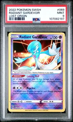 2022 POKEMON SWSH RADIANT GARDEVOIR LOST ORIGIN PSA #069 MINT 9 - Image 1