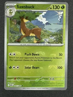 2025 Pokemon TCG White Flare Master Ball Reverse Holo Sawsbuck 007/086 English - Image 2