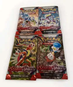 Scarlet & Violet 4 Booster Packs Random Art New Sealed Pokemon Cards - Image 1