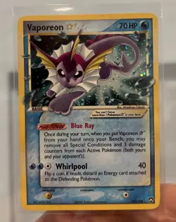 Pokemon Gold Star Vaporeon Card Holographic Rare Power Keepers (NM) - Image 1