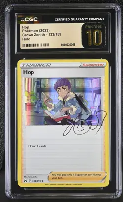 CGC 10 Pristine Hop Holo 133/159 Crown Zenith Signed Pokemon Card - Image 1