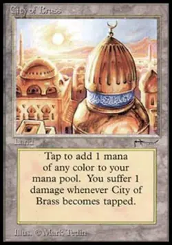 MTG English City of Brass Light Play Normal Arabian Nights - Image 1