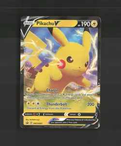 Pikachu V SWSH061 Sword & Shield Black Star Promo Holo Pokemon Card DMG - Image 1