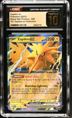 CGC 10 Pristine Zapdos ex 049 Black Star Promo 151 Zapdos ex Collection Pokemon - Image 1