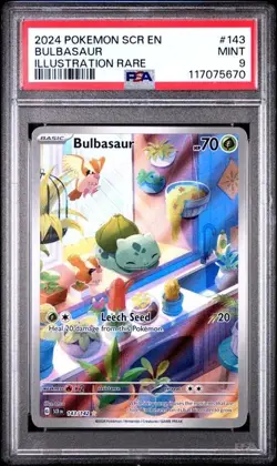 2024 POKEMON SCR EN-STELLAR CROWN ILLUSTRATION RARE #143 BULBASAUR - PSA 9 - Image 1