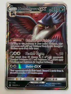 Honchkrow GX 109/214 Unbroken Bonds Ultra Rare Pokemon TCG ~ Full Art ~ NM/M - Image 1