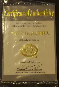 Pikachu 1999 Pokemon 23K Gold-Plated Burger King Nintendo Promo Trading Card - Image 3