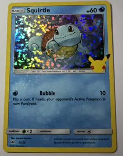 Pokemon Squirtle TCG Holo Rare Card 017/025 McDonald's 25th Anniversary Promos - Image 1