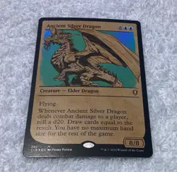 Ancient Silver Dragon Showcase FOIL NM/M Baldurs Gate MTG Magic the Gathering - Image 1