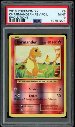 2016 Pokemon XY Evolutions Charmander Reverse Holo 91/108 PSA 9 - Image 1