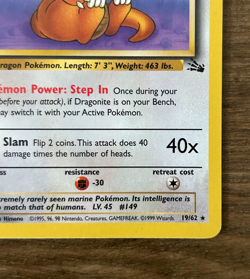 Pokemon TCG 1999 Fossil Dragonite 1st Edition 19/62 Non Holo Rare Vintage LP - Image 4