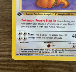 Pokemon TCG 1999 Fossil Dragonite 1st Edition 19/62 Non Holo Rare Vintage LP - Image 5