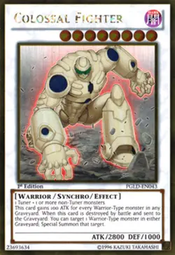 Yugioh! MP Colossal Fighter - PGLD-EN043 - Gold Rare - 1st Edition Moderately Pl - Image 1