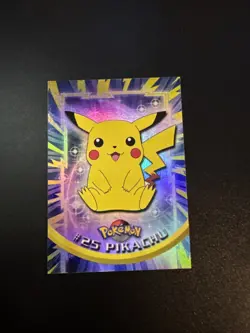 1999 topps POKEMON tv animation SERIES 1 #25 Pikachu Rainbow Foil Black Logo - Image 1