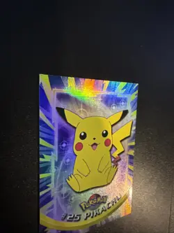 1999 topps POKEMON tv animation SERIES 1 #25 Pikachu Rainbow Foil Black Logo - Image 2