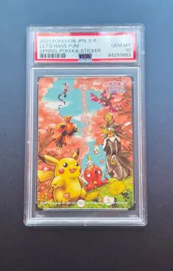 PSA 10 💎 2021 - Pikachu - Lets Have Fun Spring Pokeka Sticker Japanese Pokemon - Image 1
