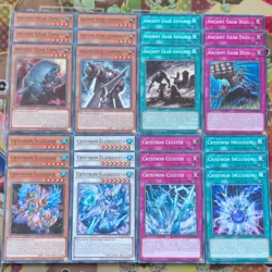 YuGiOh Ancient Gear LEDE & Crystron Common Deck Cores 24cd Mint Playsets - Image 1