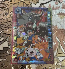 Japanese Digimon Adventure Card P1 Foil Tai MetalGreymon 1999 Vintage - Image 1