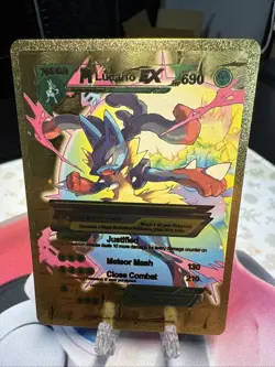 MEGA Lucario Ex Hp690 GOLD Foil Fan Art Display Card Justified💥💥close Combat - Image 1