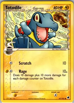 Totodile (Delta Species) Common Dragon Frontiers 67/101 LP Pokemon Card Vintage - Image 1