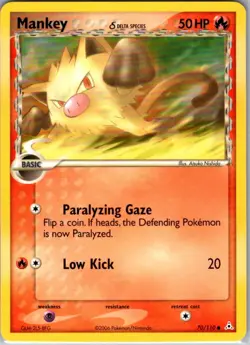 Mankey (Delta Species) Common Holon Phantoms 70/110 LP Pokemon Card Vintage - Image 1