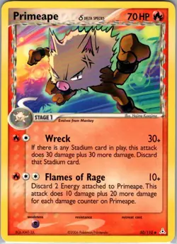 Primeape (Delta Species) Uncommon Holon Phantoms 50/110 LP Pokemon Card Vintage - Image 1