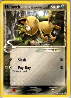 Meowth (Delta Species) Common Holon Phantoms 71/110 LP Pokemon Card Vintage - Image 1