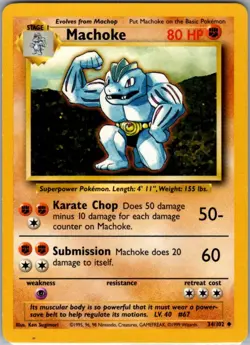 Machoke Uncommon Base Set 034/102 LP Pokemon Card Vintage - Image 1