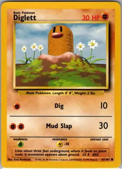 Diglett Common Base Set 047/102 LP Pokemon Card Vintage - Image 1