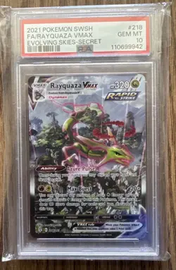 PSA 10 Raquaza Vmax Alt Art Secret Rare Evolving Skies Pokemon Card - Image 1