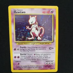 #10 Mewtwo 10/102 Base Set Holo Pokemon Card TCG - Image 1