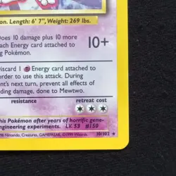 #10 Mewtwo 10/102 Base Set Holo Pokemon Card TCG - Image 4