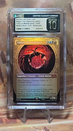 MTG Sauron the Dark Lord #329 Foil LOTR Tales Middle Earth CGC Pristine 10 Pop 1 - Image 1